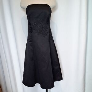 White House Black Market Black Strapless Dress With Embellishments Size 14